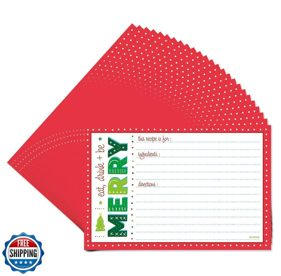 Current Merry Christmas Recipe Cards - 4x6 Inches, Single Sided Blank Cardsto - Image 4 of 4