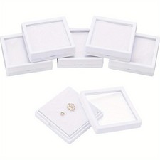 6pcs White Display box with Sponge Cushion Gift boxes Clear Window box 7x7x2cm