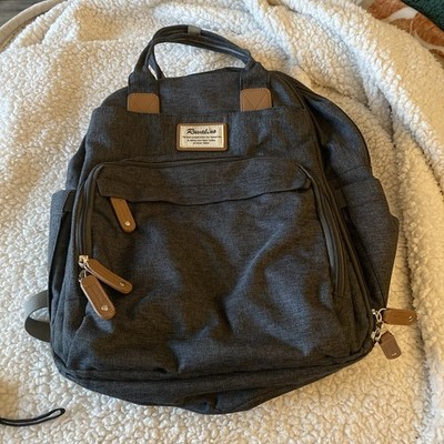 (T) Rugalino Backpack Diaper Bag NWOT Gray TONS OF POCKETS Plus Changing Pad