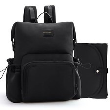 MISS FONG DIAPER BAG BACKPACK BABY DIAPER BAG NEOPRENE BAG - BLACK