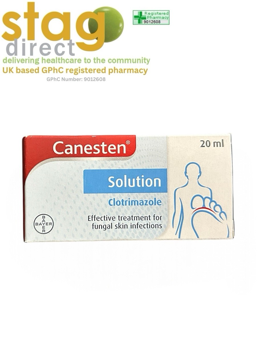 Two Canesten Solution Clotrimazole Skin Treatments 20ml Each Boxed