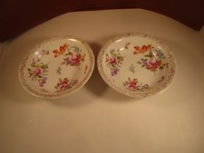 Vintage ZS & Co Bavaria Flowers Gold Filigree Pair of Berry Dessert Bowls