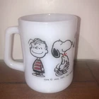 Vintage 1965 Federal Milk Glass PEANUTS SNOOPY CHARLIE LUCY Coffee Mug