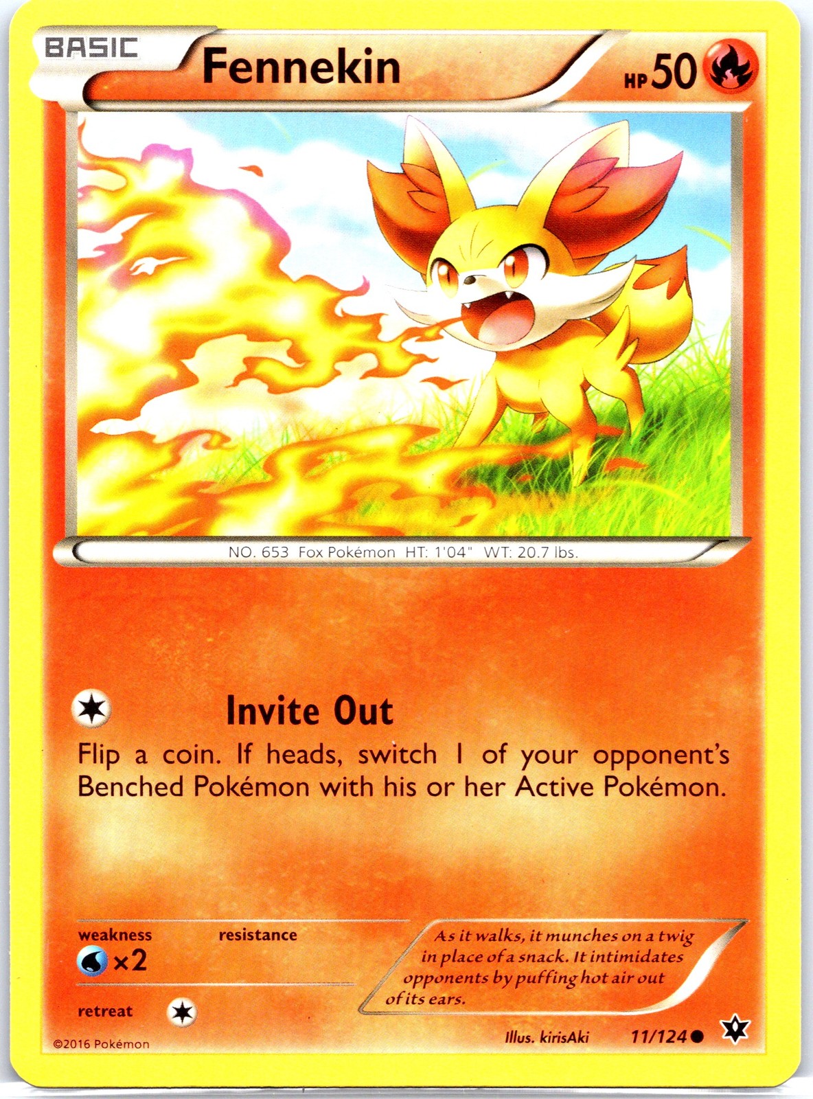 Pokemon tcg XY - Fates Collide Fennekin (11) #11/124 Common .p2a