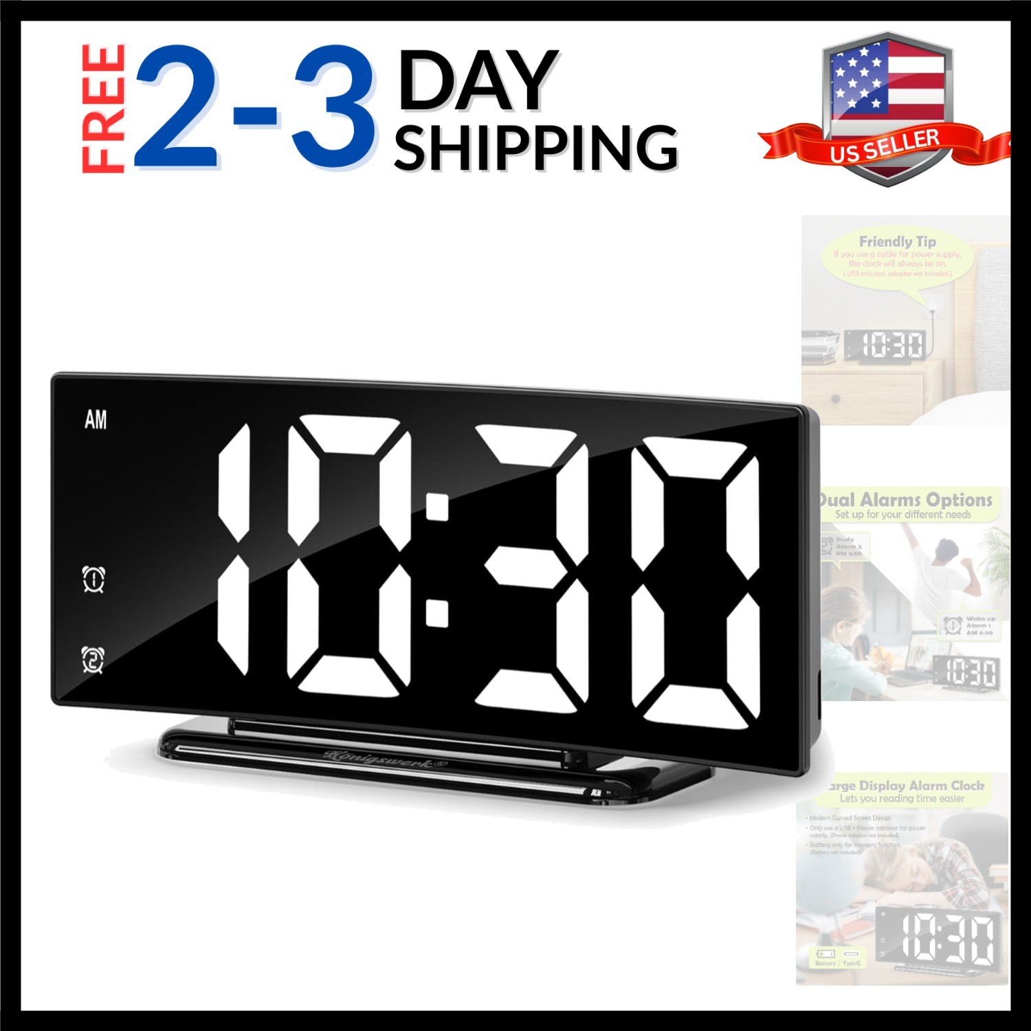For Bedroom, Plug In Clocks With Dual Alarm/snooze/te...