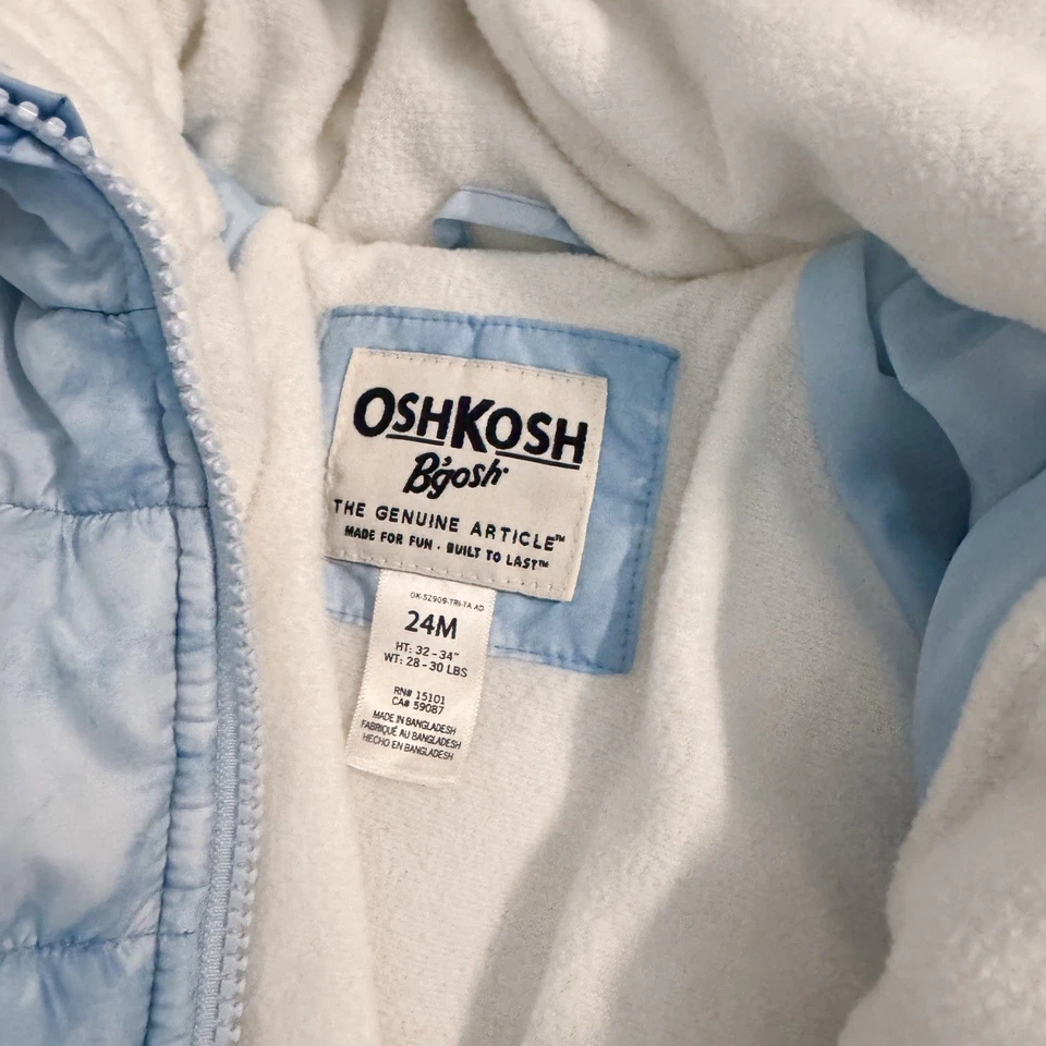 Abrigo de invierno y baberos de nieve azul 24 meses Oshkosh B’gosh traje de nieve para niñas pequeñas Foto 3 de 4