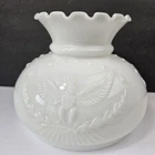 Vintage Ornate Eagle Embossed Milk Glass Lamp Shade Light Kerosene 6 3/4"