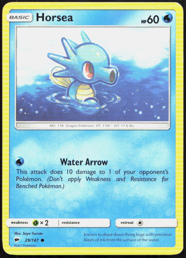 Horsea 29/147 Common Burning Shadows Pokemon