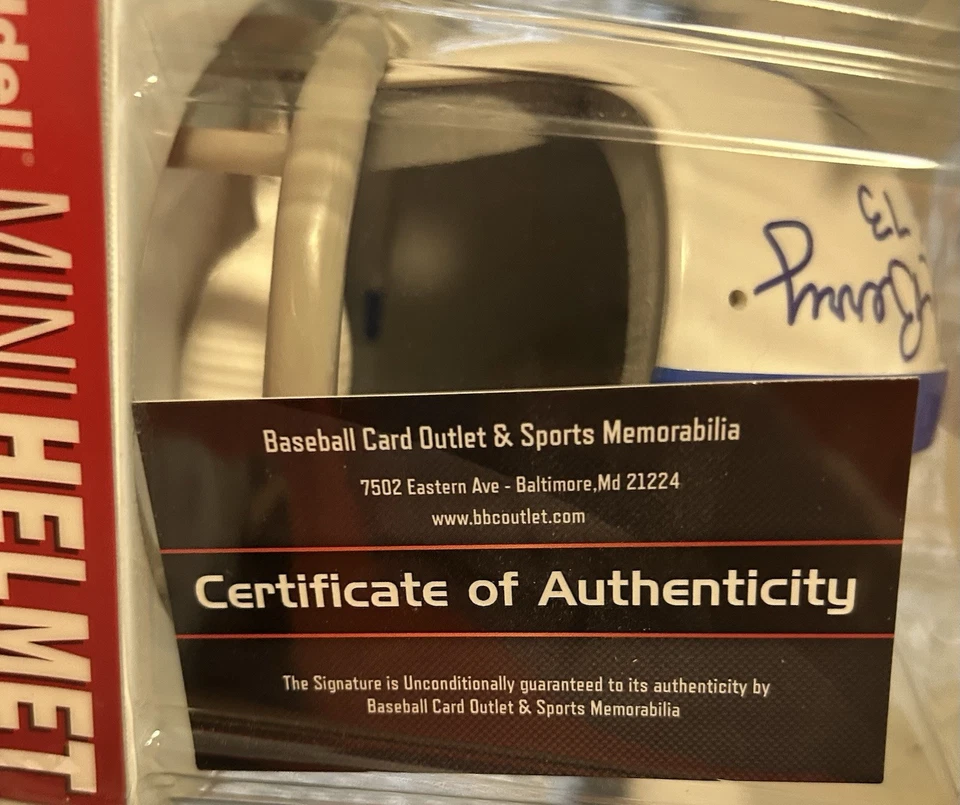 雷蒙德·贝瑞签名迷你头盔带真品证明 - 带刻有“名人堂 73”(巴尔的摩小马队) — 第 2/2 张图片