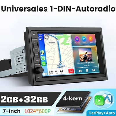 7'' Android 15 Carplay Autoradio 1 DIN Mit Bildschirm USB AUX Bluetooth SWC BT