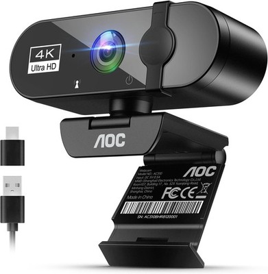 Webcam für PC mit Mikrofon, 4K Computerkamera mit Geräuschunterdrückung, Web C