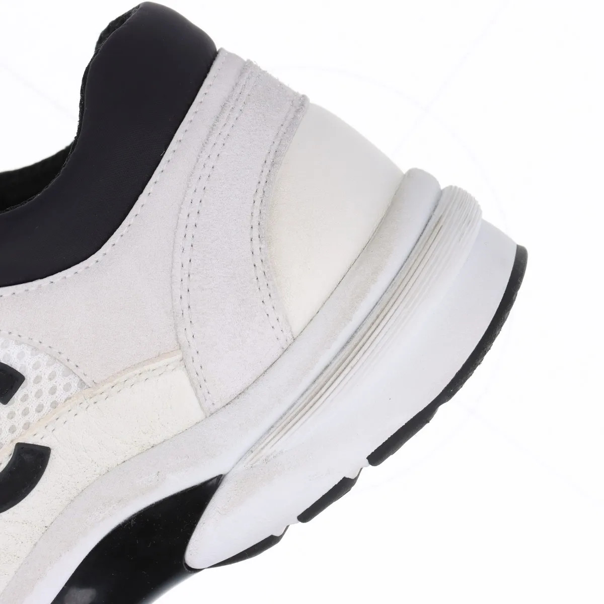 Chanel Coco Mark Leather x fabric Sneakers 37 Ladies' White x black G38299 Mesh thumbnail 11