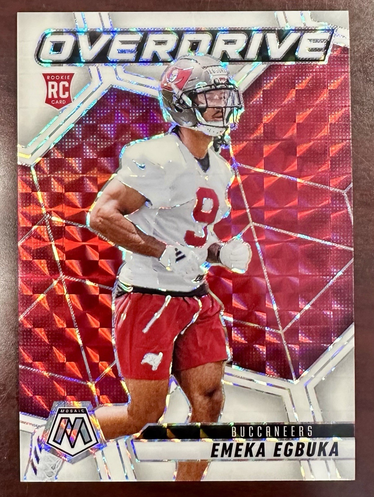 2025 Panini Mosaic Emeka Egbuka Overdrive #5 White Mosaic SSP /25