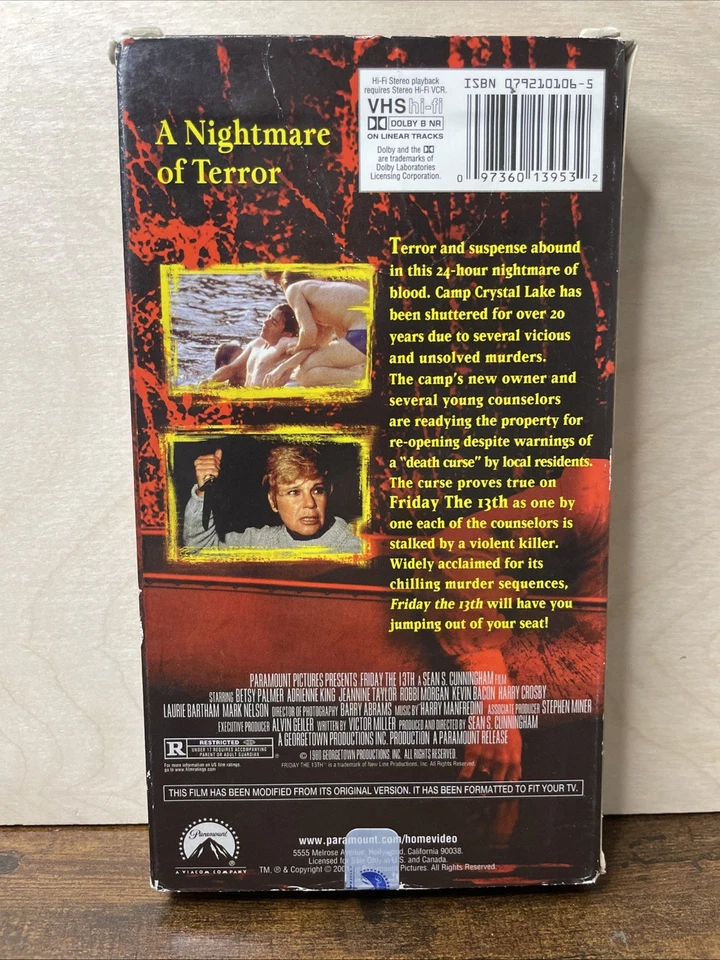 FRIDAY THE 13TH (2001) 1980 VHS TAPE (VARIANT SLASHER COVER) JASON VOORHEES RARE Foto 3 de 4