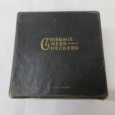 Vintage Chess, Checkers & Cribbage Game Set - Classic Travel Board Games