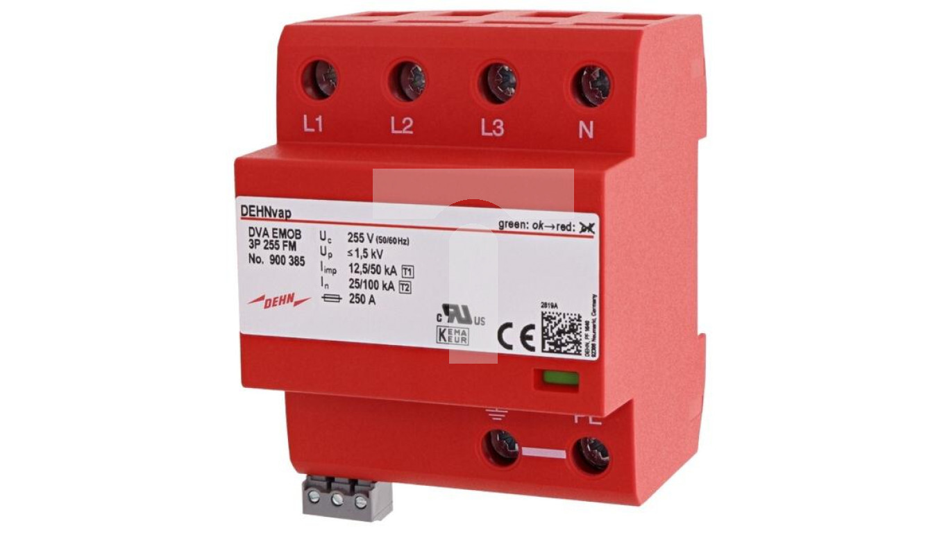Surge arrester Type T1+T2 12.5Ka 50kA 4P for DEHNvap EMOB 3P 255 FM 90038 /T2UK