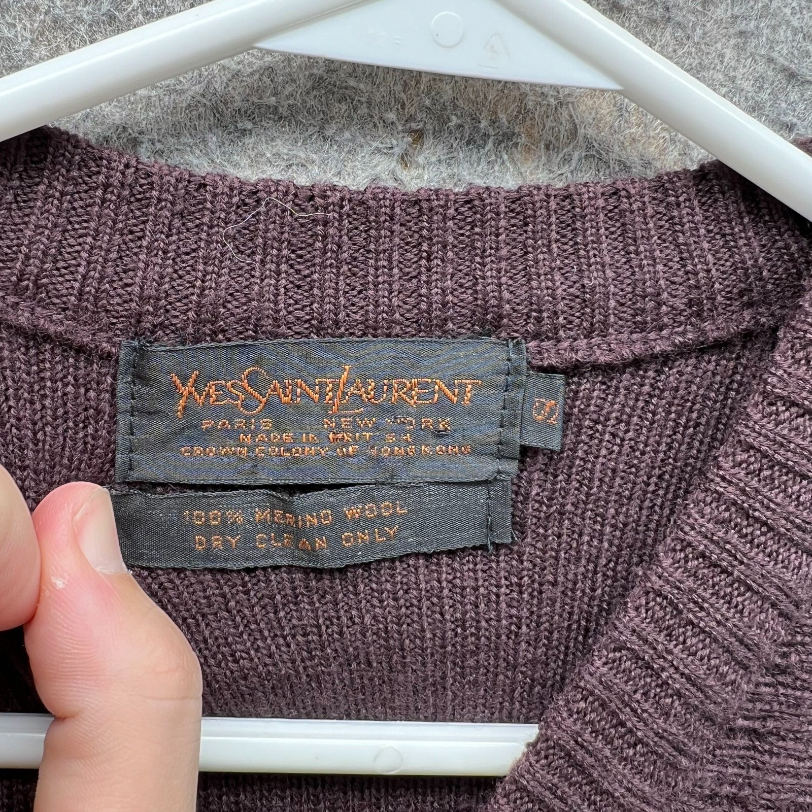 Maglione Yves Saint Laurent uomo piccolo bordeaux senza maniche lana merino gilet vintage
