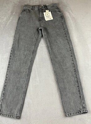 Pull & Bear womens Mom light gray high rise ankle denim jeans size 2