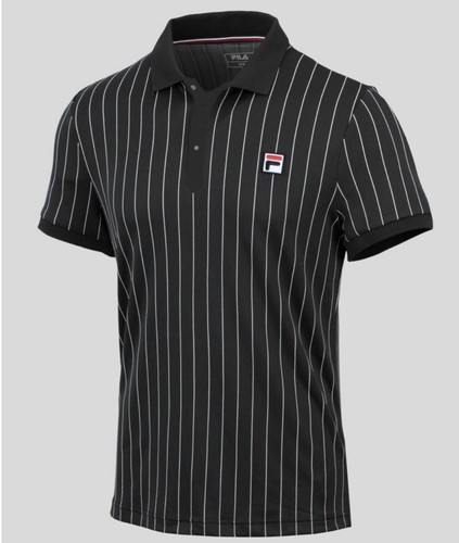 FILA Bjorn Borg Heritage Polo Negro EEUU Abierto Performance Tenis Camisa - Imagen 3 de 11