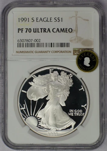 1991-S Silver Eagle - NGC PF 70 Ultra Cameo Everest Selections