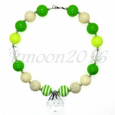 Fashion Women Lovely White Pendant Chunky Gumball Beads Kids Bubblegum Necklace