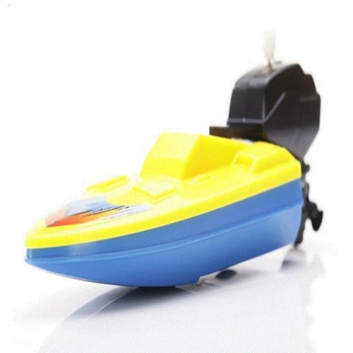 Kids Toy Speed Boat Ship Clockwork Children Water Boat Yellow Mixed Blue Color - Picture 5 of 9