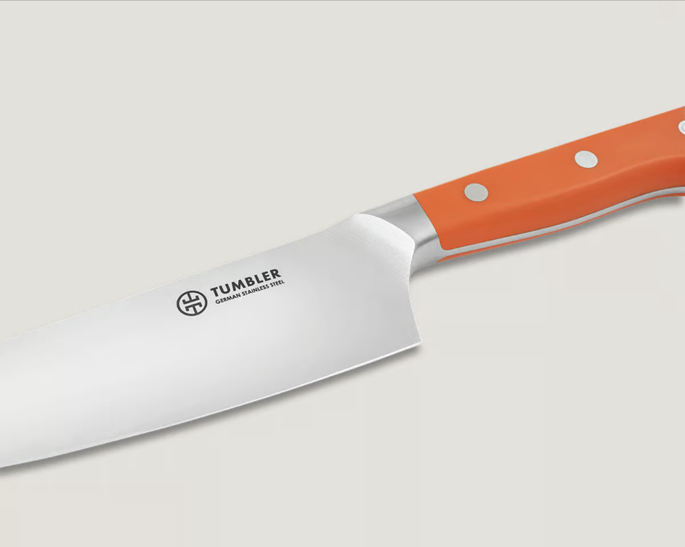 Orange Stainless Steel Tumbler Signature Chef Knife New in Box