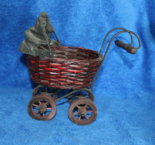 Antique looking Doll Wicker Stroller EUC