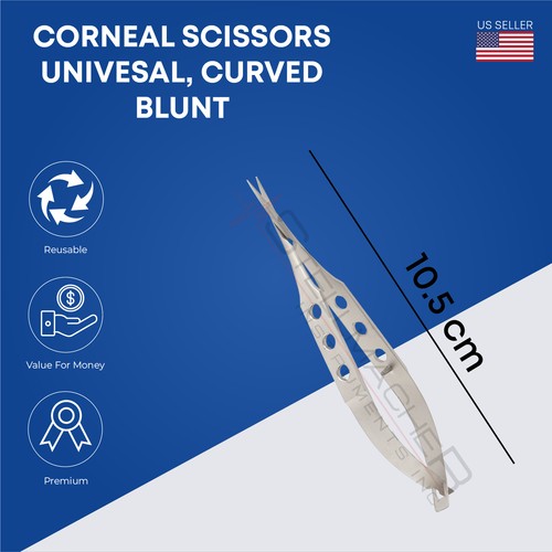 Corneal Scissors Universal Straight Pointed Blunt - Curved Pointed & Blunt 10.5 - Picture 2 of 10