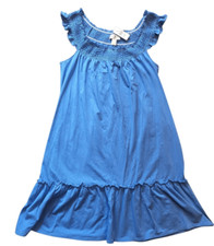 NWT LOFT Dress Women's Small Blue Midi Flutter Sleeve Smocked Cotton Summer