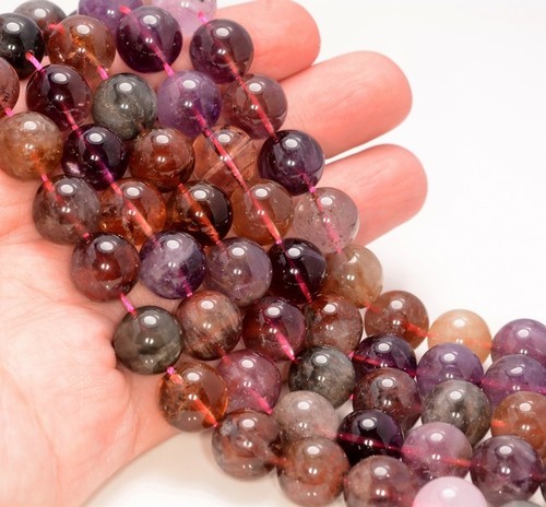 11-12MM RARE CACOXENITE AURALITE 23 GEMSTONE GRADE AA ROUND LOOSE BEADS 7" - Picture 2 of 4