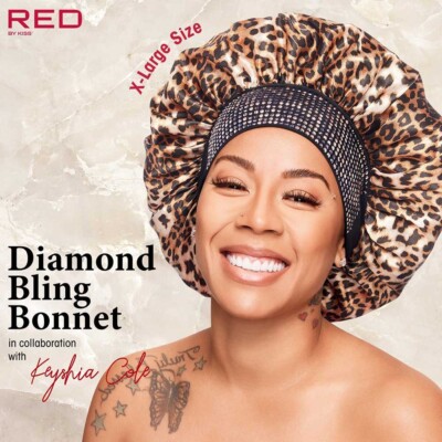 RED BY KISS KEYSHIA COLE X DIAMOND BLING BONNET X-LARGE #HQ201 LUXE  LEOPARD