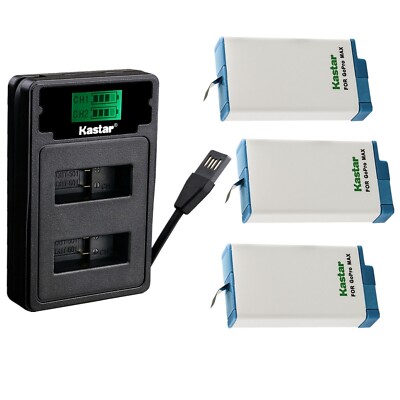 LZD2 Charger & 3 battery for GoPro MAX 360 Waterproof Action Camera