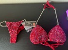 Angel Bikini Competition Suit/Padded Top/Pro Bikini Bottoms In Red/NEVER WORN