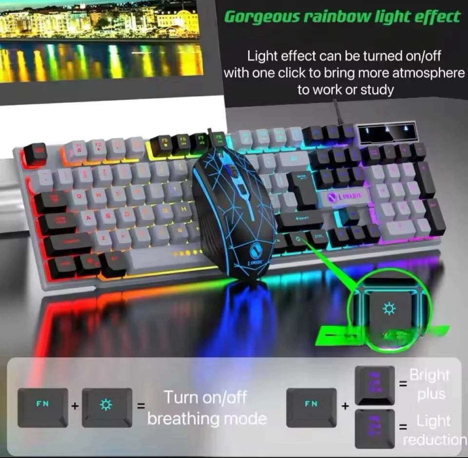 Wired Keyboard And Mouse Set Usb Luminous Mechanical Keyboard And Mouse Set  - Image 2 of 3