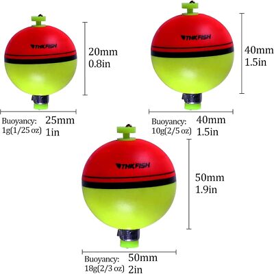 5PCS Round EVA Foam Fishing Bobbers Red/Green Snap-On Spring Floats Buoy Tackle