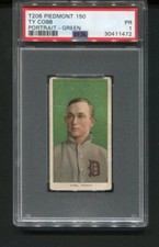 1909-11 Piedmont T206 Ty Cobb Green Portrait HOF Detroit PSA 1