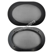 2x 4"x6" 4x6 inch Speaker Cover Audio Decorative Circle Metal Mesh Grille Black