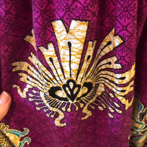 Handmade Asian Inspired Cotten Kaftan Maxi Dress Violet Gold V Neck Sz. S/M - Picture 5 of 8