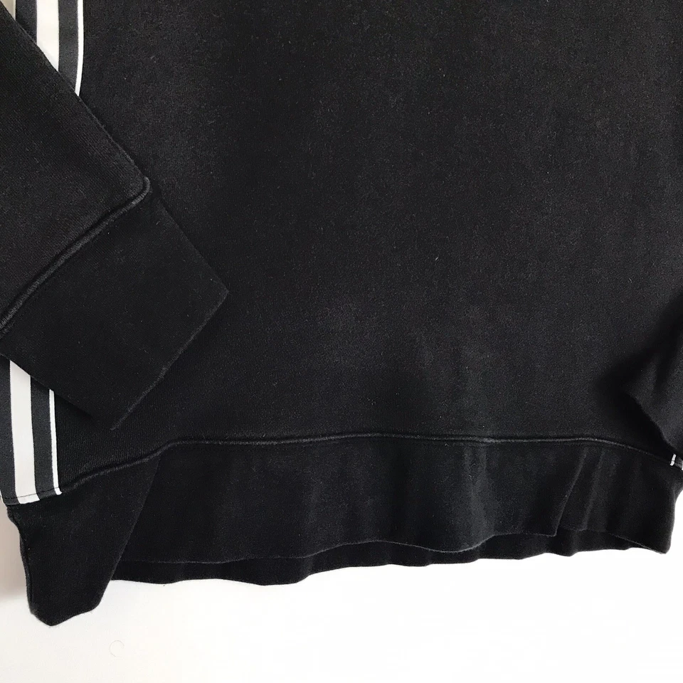 Sudadera Athleta Negra para Mujer Cuello Redondo Blanco Rayas Forrada de Vellón 24/7 Talla S Foto 2 de 4