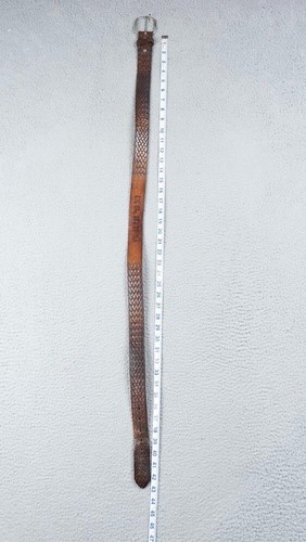 Vintage Brown Leather Tooled Belt Sz 38 "Ellis" Name Silver Buckle Cowhide USA - Picture 15 of 17