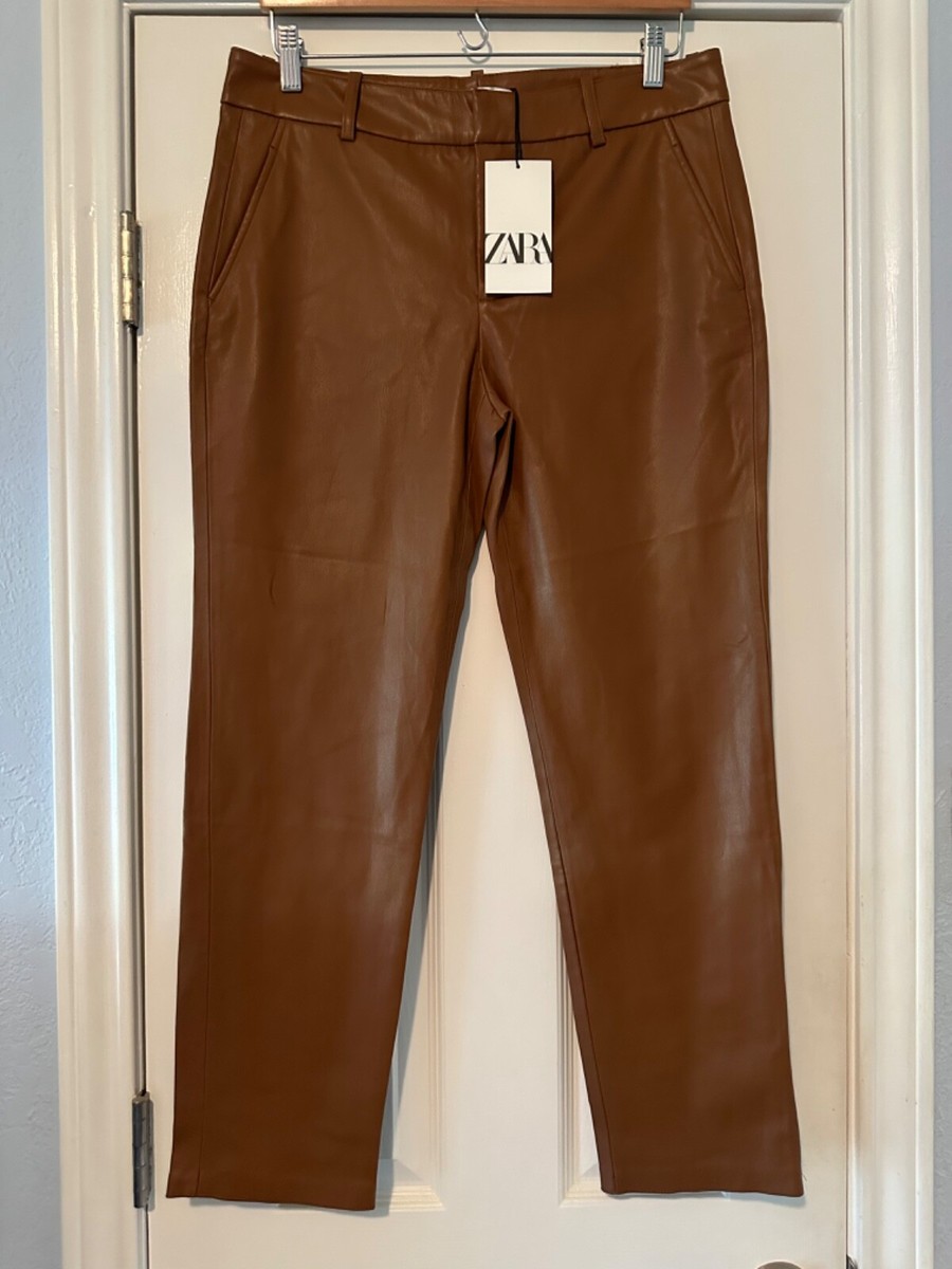 HOT Fashion Outfits Zara Faux Leather Pants Brown Zara Faux
