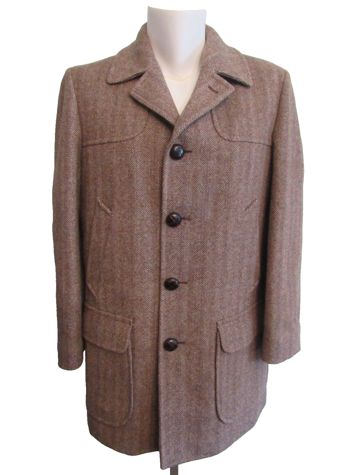 Pendleton wool men's lined overcoat herringbone t… - image 1