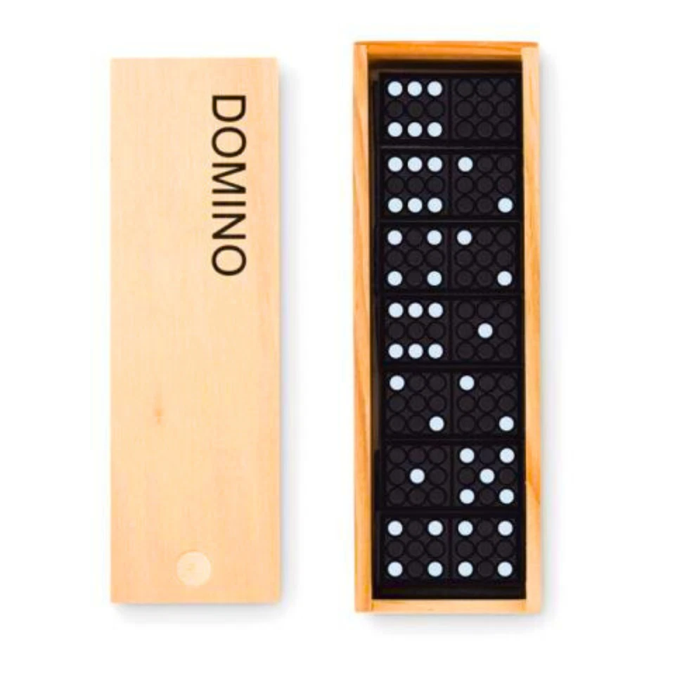 NEW - 28 Pieces Dominoes Set in a Wooden Box Domino Traditional Educational Game