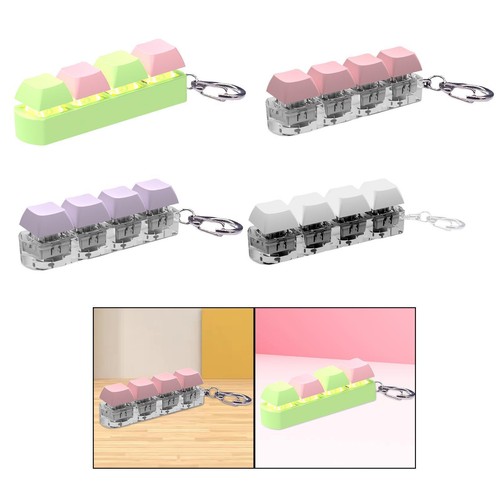 Porte-clés Fidget Clavier – Lot De 2 (Noir Mat + Blanc Mat) – 4 Boutons Clics – Anti-Stress Pour Bureau, École, Cadeau