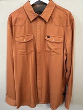 Howler Brothers Snap Shirt Orange Mens Long Sleeve Snap XL EUC
