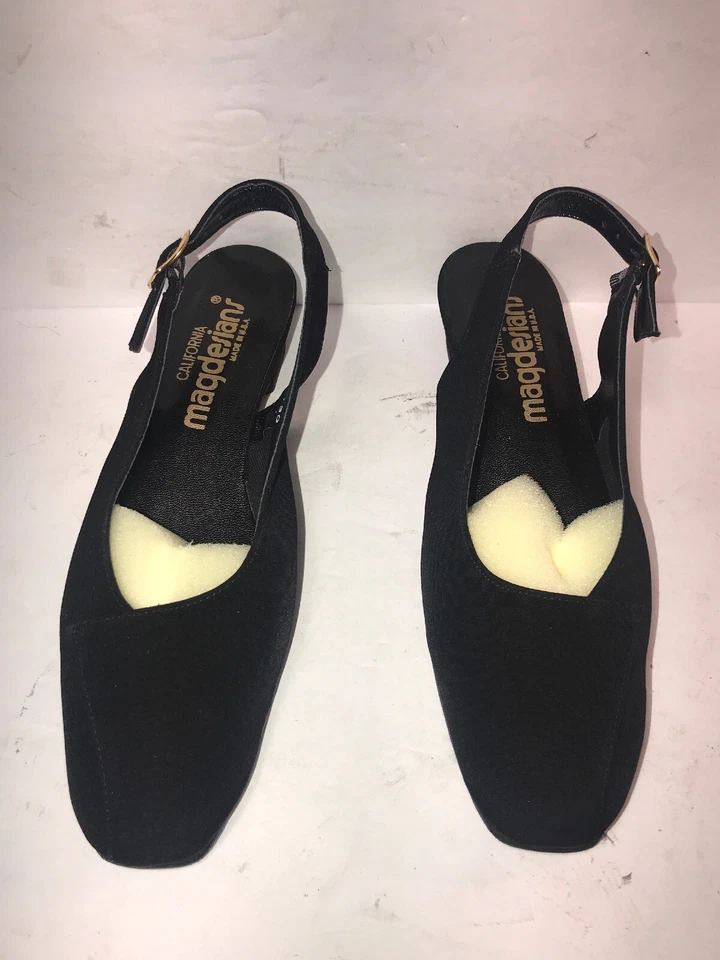 加利福尼亚州 MAGDESIANS 尺寸 6 1/2 M 黑色面料 SLINGBACK 女士 PUMPS WS7-18-8 — 第 2/4 张图片