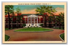 Syracuse University NY College of Medicine View Linen Postcard Posted 1943