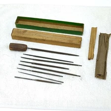 Precision Metal Needle Triangle Flat Files Mechanic Jewelry Handmade Handle VTG