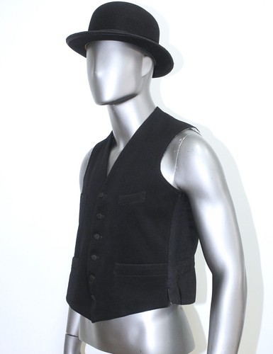 French Vintage 1930/40s Black Wool Tailored Vest Size M Made in France - Picture 4 of 10